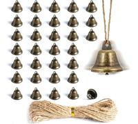 Hazrcvr 32 Pezzi Campanellini Sonagli Piccoli Mini Campanelle Decorative Campane Artigianali Natalizie Campanellini Campanello Vintage in Bronzo per Festiva Matrimoni Albero di Natale Decorazioni