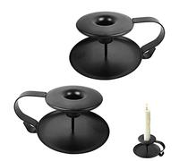 Hazrcvr Candeliere 2 Pezzi Candelabro Portacandele in Ferro Battuto Porta Candele Natalizio Candelieri Portacandele da Tavolo da Pranzo Portacandele con Maniglia e Vassoio