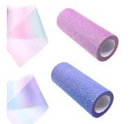 Hazrcvr Tessuto Tulle 2 Rotoli Glitter Tulle Rotolo Rotoli di Tulle Arcobaleno Glitterato Tulle Sfumato Arcobaleno Nastro Tulle Arcobaleno Rotolo Arcobaleno Glitter Nastro Tulle
