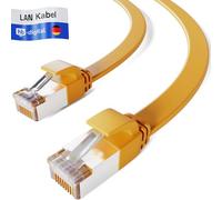 HB-Digital 0,25m Patch Cable CAT.7 LAN Flat U/FTP Network Cable 2x RJ45 Plug Copper Profi Slim flessibile 10 Gbits Ethernet Port 600 MHz Internet-cable PC Router Switch Modem TV Console giallo