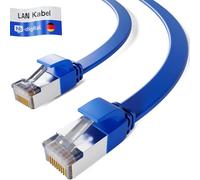 HB-Digital 0,25m Patch Cable CAT.7 LAN Flat U/FTP Network Cable 2x RJ45 Plug Copper Profi Slim flessibile 10 Gbits Ethernet Port 600 MHz Internet-cable PC Router Switch Modem TV Console blu