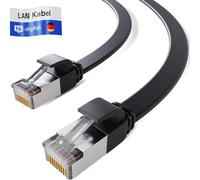HB-Digital 0,5m Patch Cable CAT.7 LAN Flat U/FTP Network Cable 2x RJ45 Plug Copper Profi Slim flessibile 10 Gbits Ethernet Port 600 MHz Internet-cable PC Router Switch Modem TV Console nero