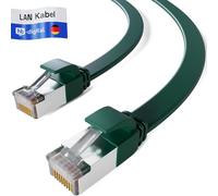 HB-Digital 0,5m Patch Cable CAT.7 LAN Flat U/FTP Network Cable 2x RJ45 Plug Copper Profi Slim flessibile 10 Gbits Ethernet Port 600 MHz Internet-cable PC Router Switch Modem TV Console verde