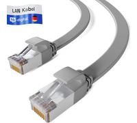 HB-Digital 0,5m Patch Cable CAT.7 LAN Flat U/FTP Network Cable 2x RJ45 Plug Copper Profi Slim flessibile 10 Gbits Ethernet Port 600 MHz Internet-cable PC Router Switch Modem TV Console grigio