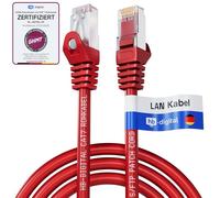 HB-Digital 1,5m Cavo Ethernet CAT 7 LAN S/FTP PiMF LSZH AWG26 Cavo Rete con Connettori RJ45 CAT 6A 10 Gbits/600 MHz Ideale per Patch Panel Rete Server PC Laptop Smart TV DSL Rosso