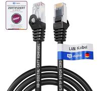 HB-Digital 1,5m Cavo Ethernet CAT 7 LAN S/FTP PiMF LSZH AWG26 Cavo Rete con Connettori RJ45 CAT 6A 10 Gbits/600 MHz Ideale per Patch Panel Rete Server PC Laptop Smart TV DSL Nero