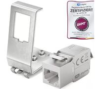 hb-digital 1 modulo Keystone CAT 6a RJ45 femmina STP 10 Gbps - senza attrezzi LSA - con 1 porta 1 35 mm DIN Rail metallo adattatore guida guida Keystone supporto Ethernet LAN switch