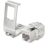 hb-digital 1 modulo Keystone CAT 7 RJ45 femmina STP 10 Gbps - senza attrezzi LSA - con 1 porta 1 35 mm DIN Rail metallo adattatore guida guida Keystone supporto Ethernet LAN switch