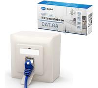 HB-DIGITAL 1 presa di rete CAT 6a, universale, 1 porta RJ45, schermata, EIA/TIA 568A&B 8P8C, 1 rete Ethernet Gigabit - bianco puro