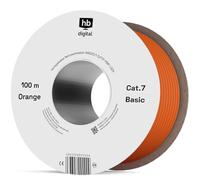 HB-Digital 100 m Cavo LAN CAT 7 fino a 10 Gbit/s rame professionale S/FTP PiMF AWG 23/1 guaina LSZH senza alogeni arancione cavo schermato per router switch modem PC smart TV patch RJ45 e console