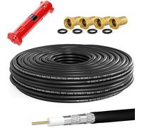 HB-Digital 10m Cavo Coassiale SAT HQ-135dB PRO Con Pinze Spelafili e 4 Connettori F Placcati in Oro - Cavo Antenna Satellitare 4 Volte Schermato per Sistemi Radio BK DVB-S/S2 C/C2 T/T2 DAB+