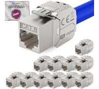 hb-digital 12x CAT 8.1 Keystone Modulo Connettore 2000 MHz 40 Gbit STP Jack RJ 45 per Patch Panel Ethernet LAN Posa del cavo