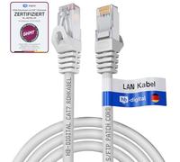 HB-Digital 1m Cavo Ethernet CAT 7 LAN S/FTP PiMF LSZH AWG26 Cavo Rete con Connettori RJ45 CAT 6A 10 Gbits/600 MHz Ideale per Patch Panel Rete Server PC Laptop Smart TV DSL Bianco