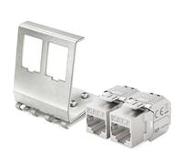 hb-digital 2 moduli Keystone CAT 7 RJ45 presa STP 10 Gbps - senza attrezzi LSA - con 1 x 2 porte 35 mm DIN Rail metallo adattatore guida guida Keystone supporto Ethernet LAN switch