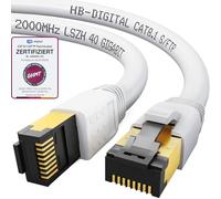 HB-Digital 2m Cavo di rete CAT 8.1 S/FTP LSZH Bianco 40 Gbps Cavo patch LAN Gigabit RJ45 maschio Ethernet PIMF 2000 MHz Compatibile con Cat.6 Cat.7 Cat.8