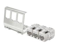 hb-digital 3 X CAT 7 Keystone Modulo RJ45 presa STP 10 Gbps - senza attrezzi LSA - con 1 x 3 porte 35 mm DIN Rail metallo adattatore guida guida Keystone supporto Ethernet LAN switch