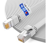 HB-Digital 3m Patch Cable CAT.7 LAN Flat U/FTP Network Cable 2x RJ45 Plug Copper Profi Slim flessibile 10 Gbits Ethernet Port 600 MHz Internet-cable PC Router Switch Modem TV Console bianco