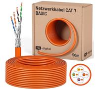 HB-DIGITAL 50m Cavo di rete cat 7 Cavo LAN - Velocità di Trasmissione fino a 10 Gbit/s - rame professionale S/FTP PIMF LSZH senza alogeni arancione RoHS conforme Cat. 7 Cat7 AWG 23/1