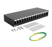 HB-DIGITAL Alloggiamento per pannello patch a 16 porte per moduli Keystone con presa RJ45, presa RJ11, connettore per antenna, connettore F, USB-C USB-A BF/AF, HDMI, morsetto a polo BNZ, nero