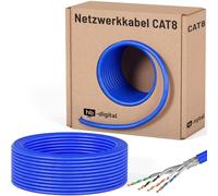 HB-DIGITAL Cat 8.1 - Cavo di rete da 25m, cavo di installazione, cavo dati Ethernet LAN, Cat.8, fino a 40 Gbps, rame, S/FTP 2000 MHz, PIMF, LSZH, senza alogeni, conforme a RoHS AWG 22/1, blu