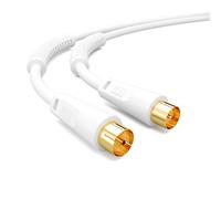 HB-DIGITAL Cavo antenna da 1 m Cavo di collegamento TV UHD 8K 4K HDTV spina/presa coassiale placcato oro Cavo coassiale 2X nucleo in ferrite DVB-T DVB-T2 DVB-C DVB-C2 radio DAB DAB+ bianco