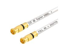 hb-digital Cavo di collegamento satellitare da 1 m, bianco con connettore rapido F a compressione, Quickfix, placcato oro, 135 dB, 5 strati, in rame, cavo antenna coassiale FullHD TV 3D UHD Ultra 4K