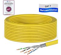 HB-DIGITAL Cavo di rete CAT.7, 15 m, cavo di rete LAN, AWG 23, in puro rame S/FTP PiMF LSZH, privo di alogeni, RoHS-Compliant Ethernet, cavo dati PoE 10 Gbit/s GHMT certificato giallo