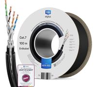 HB-DIGITAL Cavo di rete CAT 7 Outdoor per posa diretta a terra S/FTP AWG23/1 puro rame resistente ai raggi UV PoE 10 Gbit/s Ethernet - Nero