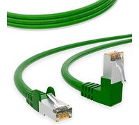 HB-Digital - Cavo di rete LAN a 90° con connettore RJ45 maschio, in rame, cat. 6, professionale, S/FTP PIMF LSZH, senza alogeni, conforme alla normativa RoHS, AWG 27/7, patch Ethernet 0,25m verde