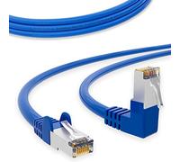 HB-Digital - Cavo di rete LAN a 90° con connettore RJ45 maschio, in rame, cat. 6, professionale, S/FTP PIMF LSZH, senza alogeni, conforme alla normativa RoHS, AWG 27/7, patch Ethernet 5m Blu