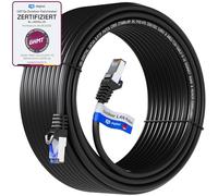 HB-Digital Cavo Ethernet LAN CAT 6a Outdoor 50 m - Cavo di Rete Patch RJ45 IP66 - Certificato GHMT - S/FTP PiMF 10 Gbit/s AWG 27/7 per Uso Interno ed Esterno Impermeabile - Nero