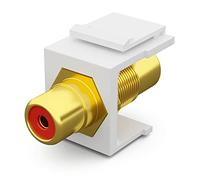 HB-DIGITAL Keystone - Modulo con connettore RCA (marcatura rossa) | Keystone multimediale per pannello patch, presa di rete, adattatore, connettore plug & play bianco