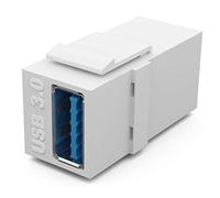 HB-DIGITAL Modulo Keystone con presa USB 3.0 | Keystone multimediale per pannello patch presa di rete supporto connettore adattatore accoppiamento Plug & Play bianco