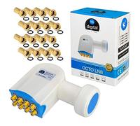 HB-DIGITAL Octo LNB LNC 8 Ricevitore diretto Full HD TV 3D + contatti dorati + protezione dalle intemperie (estensibile), set con 8 connettori F