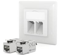 HB-DIGITAL Presa di rete a 2 porte CAT 6a con Keystone certificato GHMT max. 10 GBit/s da incasso presa di rete RJ45 STP schermata, presa dati LAN, colore bianco segnale