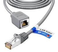 HB-DIGITAL - Prolunga cavo patch da 10 m, Cat.7 RJ45, adattatore maschio e femmina, prolunga Ethernet, connettore LAN e cavo di rete 10 Gbps, cavo grezzo S/FTP senza alogeni PIMF 600 MHz Cat7 Cat6a, grigio