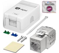 hb-digital Scatola di collegamento a 1 porta modulo Keystone CAT 8 presa di rete con modulo RJ45 schermato preassemblato - Presa LAN per 40 Gigabit Ethernet - Bianco