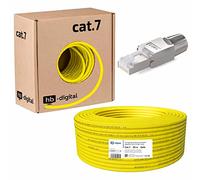 HB-DIGITAL Set: cavo di rete CAT.7 25 m AWG23 puro rame S/FTP PiMF LSZH senza alogeni RoHS-Compliant GHMT Ethernet PoE 10 Gbit/s 1000 MHz giallo + 4 connettori di rete Cat.7