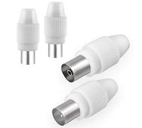 HB-DIGITAL - Set di 2 connettori e 2 prese per visione via cavo, radio DVB-C e DVB-T2, antenne TV IEC (maschio e femmina) per cavo antenna coassiale, cavo BK impianti HQ 4K UHD