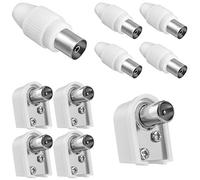 HB-DIGITAL Set di adattatori per antenna, 5 prese IEC dritte (femmina) e 5 connettori IEC ad angolo (maschio) con attacco a vite smontabile, DVB-C DVB-t DVB-T2, antenna TV coassiale, frizione