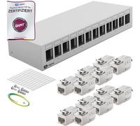 HB-DIGITAL Set: pannello patch a 12 porte alloggiamento per moduli Keystone + 12 x Cat.6a Keystone GHMT certificato RJ45 femmina per installazione di rete compatibile con cavo di posa LAN Ethernet