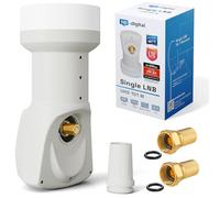 hb-digital Single LNB - Test molto buon* - per 1 partecipante LTE Filtro 1 X Full HD 4K 0.1dB con protezione dalle intemperie + 2 X spina F per TV TV SAT ricevitore parabolica - Bianco