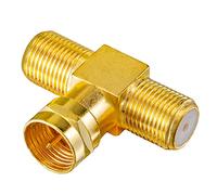 HB-DIGITAL Splitter TV Sat-BK-Cavo Distributore Adattatore a T Splitter 2 vie 2 direzioni / 5-2400 MHz - digitale e placcato oro - Sat DVB-S2 FM UKW TV via cavo DVB-C Adattatore antenne 2X prese F 1x