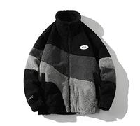 HB1 Giacca Vintage in Pile Polare Giacca Antivento Oversize Cappotto Caldo Invernale Colletto alla Coreana Casual Capispalla da Uomo,Black,XL(70kg)