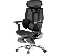 Hbada E3 Ultra Sedia Ufficio e Scrivania Ergonomica Grandi Dimensioni, con Supporto Lombare Dinamico a 3 Zone, Braccioli Meccanici 360°, Testiera Regolabile 4D, Alluminio e Mesh Premium, Nero