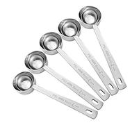 Hbaebdoo Cucchiaio dosatore per caffè, 1 cucchiaio da tavola con manico lungo, in acciaio, per caffè, latte, frutta, 5