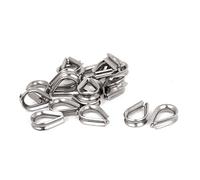 Hbaebdoo Ditali in acciaio da 2 mm per fune metallica, color argento, 20 pezzi