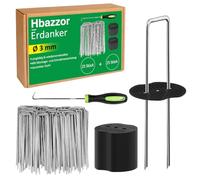 Hbazzor Picchetti per Telo Pacciamatura 25Set (150x40 mm, Diametro 2,5 mm) | 25 Set Picchetti Tenda, Garden Pegs, Camping Stakes, Tent, Steel, Fixing for Camping, Artificial Grass