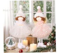 Hbbgdiy 2 Pezzi Ornamenti di Angelo di Natale con Abito in Tulle e Cappello a Punta Pendenti per Bambole appese per Le Decorazioni per la casa per Feste di Nozze dell'albero di Natale