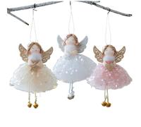 Hbbgdiy 3 Pezzi Ornamenti di Angelo di Natale con Abito in Pizzo e Pendenti Bambole appesi a Campana per Le Decorazioni stagionali per Le Feste per Feste di Nozze di Natale